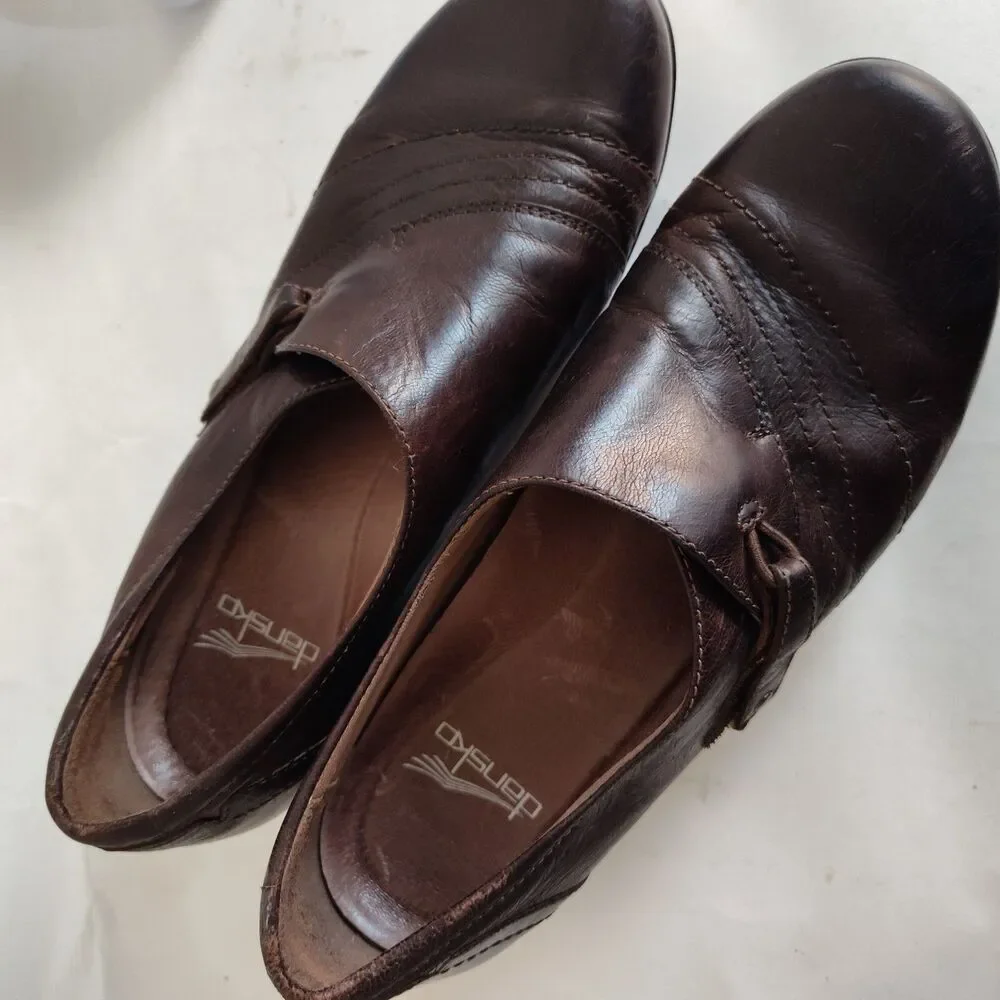Dansko Franny Leather Brown Arch Support Leather Comfort Work Shoes 7.5 - 8 / 38